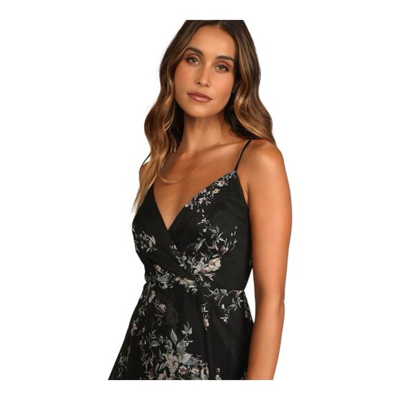 Lulus Made to Flaunt Black Floral Print Maxi Dress Women Size S Sleeveless Dress - Picture 4 of 10